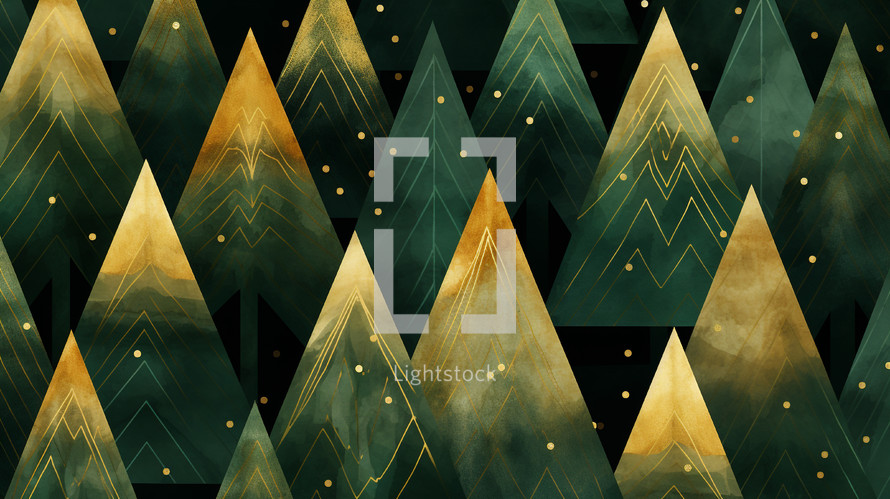 Modern trees background with green and gold. 