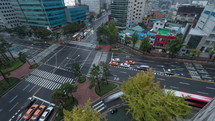 Timelapse of traffic on intersection in Seoul