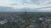 Majestic Liverpool cathedral with cityscape backdrop