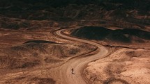 Aerial view of a gravel road in Death Valley