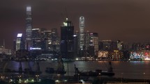 Timelapse of Hong Kong and water transport traffic in harbour