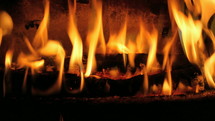 Flames in a log fireplace