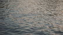 Water ripples at sunset, sun shining on water, river, lake, sea, ocean surface blue water, dark water, liquid moving 4K outdoors nature background texture