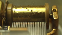 Close up of a music box mechanism