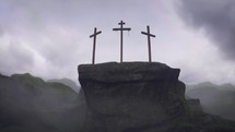 three crosses on a mount 