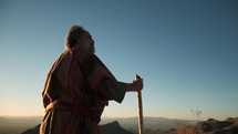 A Bible prophet staring at the sky from a mountain top