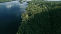 Flying over lake and forest