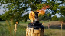 flame on a tiki torch 