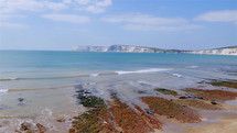 Isle of Wight coast Alum Bay next to the Needles tourist attraction, England, UK.