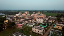Drone shot over a small village town outside  of Vizag Visakhapatnam, India