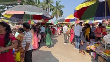 Indian native market at the  Dakshineswar Kali Hindu Temple in Kolkata India