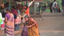 Slow motion of a mother and daughter at the Kailasagiri temple in Vizag Visakhapatnam, India