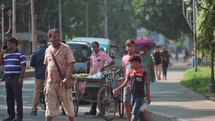 Pedestrians on the streets of Kolkata, India.