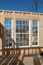 Windows in a house under construction.
