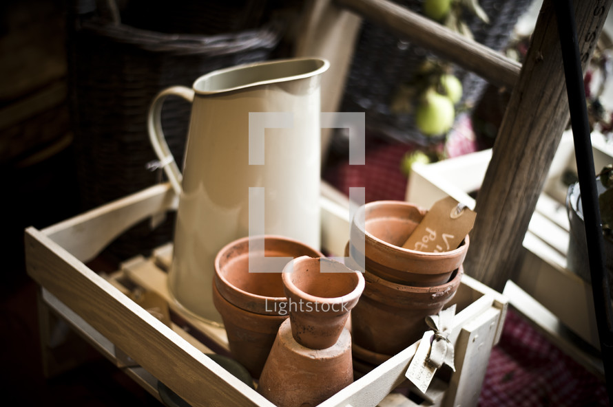 pitcher and flower pots 