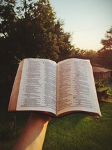 open Bible outdoors 