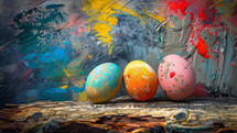 Easter Eggs against a painted background