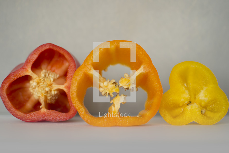 Slices of bell peppers.