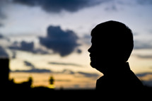 silhouette of a man with a beard 