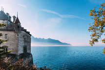A castle along a coastline in Switzerland 