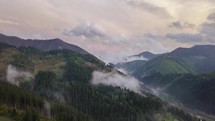 Aerial misty forest mountains Hyper-lapse

