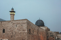 an evening shot of this mosque near the western wall