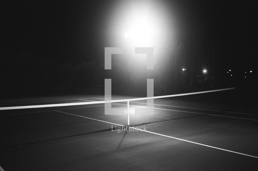 tennis court at night 