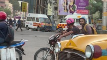 Busy streets of Kolkata, India.