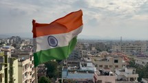 Indian flag flying over In the city of Vizag Visakhapatnam, India