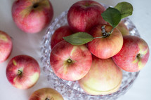 bowl of apples in natural light, view from above