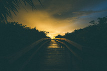 walking bridge at daybreak 