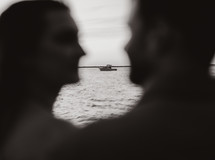 blurry silhouette of a couple 