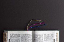open Catholic Bible on a black background 