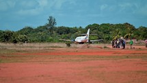 Airplane on a dirt runway