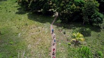 Aerial view of people walking on path in Honduras