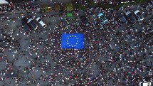 Manifest with eu flag aerial view	
