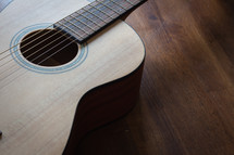 closeup of an acoustic guitar 