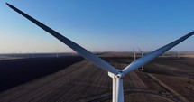 Aerial Pullback Wind Turbine Generating Sustainable Energy At The Farm