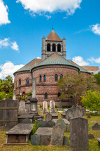 Old stone church with graveyard