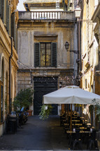 buildings in Rome, Italy and outdoor seating 