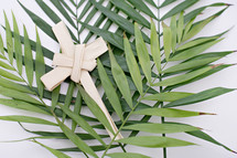Palm fronds and cross