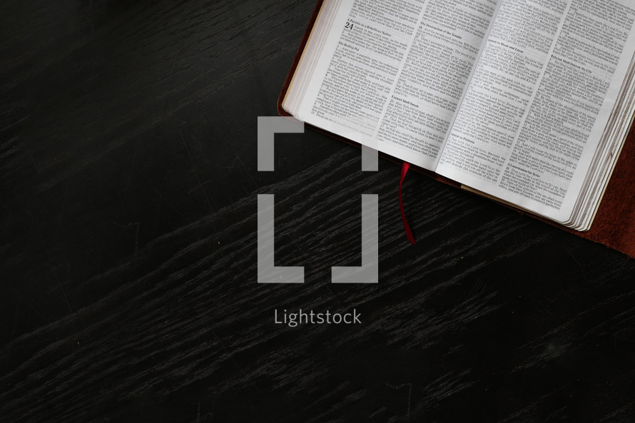 bookmark in the pages of a Bible 