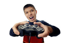 a boy playing a video game 
