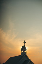 church and steeple at sunset 