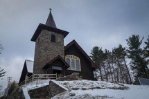 rural church and snow 