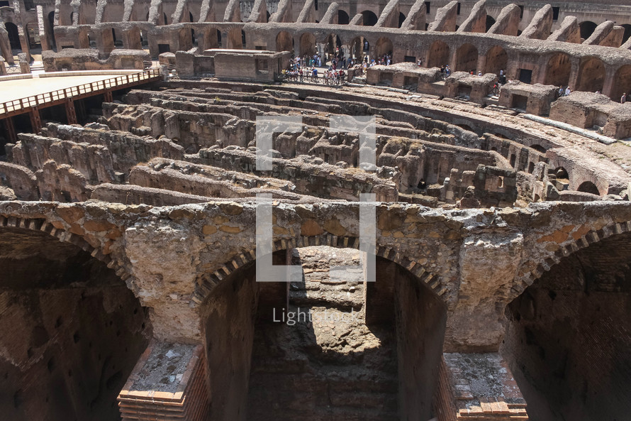 colosseum in Rome interior with Hypogeum