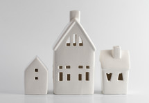 small white houses against a white background 
