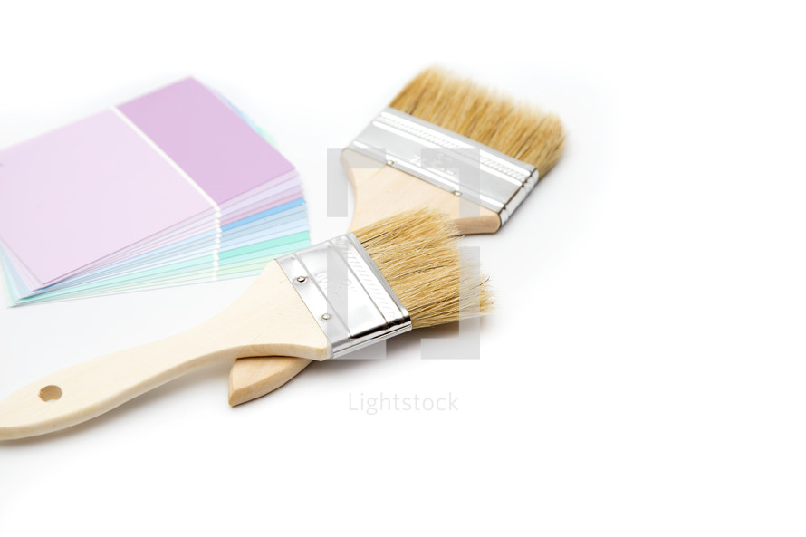 paint brushes and color samples 