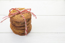 Stack of Chocolate Chip Cookies Wrapped with Twine