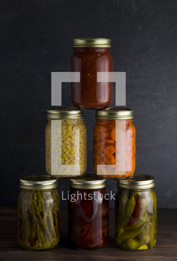 assortment of canned fruits and vegetables 